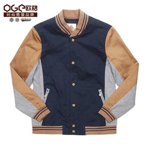 oge欧格秋冬新款日常休闲着装时尚撞色潮流夹克