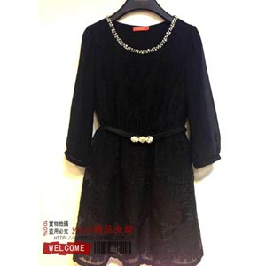 雅芙正品2013秋欧根纱刺绣 连衣裙