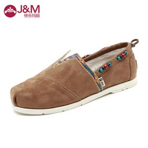 jm快乐玛丽女鞋 潮韩版低帮加绒套脚帆布鞋