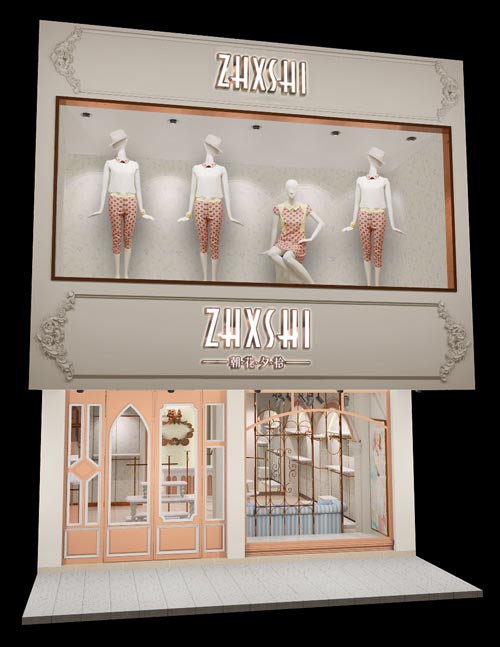 朝花夕拾服饰店面形象效果图