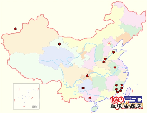 欧伦堡020体验店省份分布图