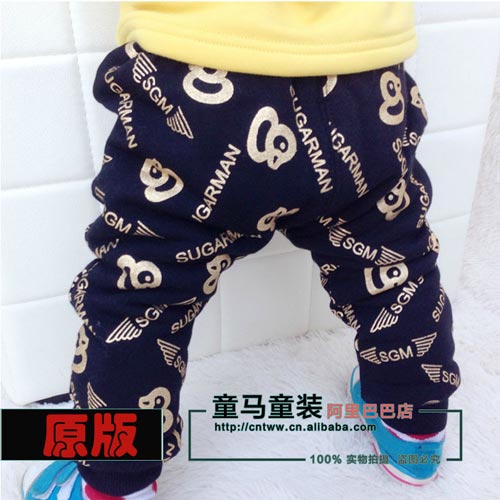 童马2014新款秋冬装裤子潮男女童装01-2-3岁宝宝长裤加绒加厚男童绒裤