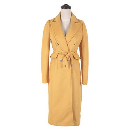 duoyi朵以 2014秋装专柜款 流行时尚纯色斜纹呢大衣