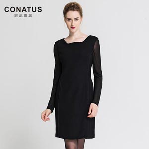 CONATUS/珂尼蒂思女装专柜正品14秋冬羊毛桑蚕丝连衣裙