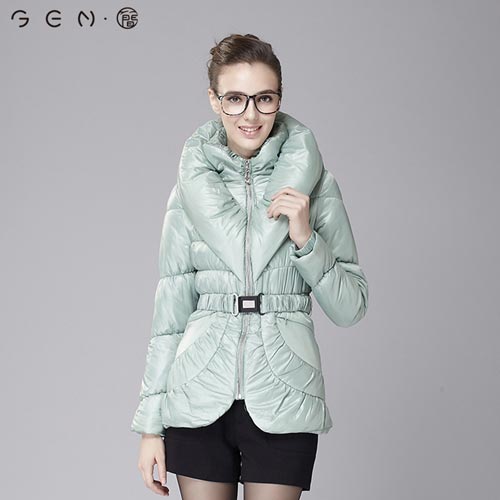 gen简2014新款 加厚收腰显瘦长袖棉服外套