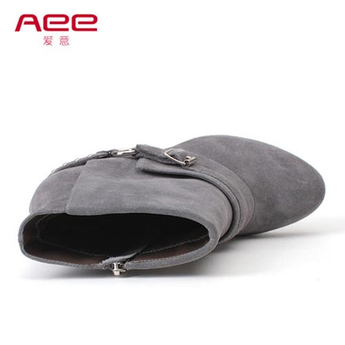 Aee/爱意2014秋冬女靴 英伦时尚铆钉方跟骑士靴中筒靴