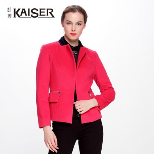 凯撒女装 2014秋装新款简约纯色短款修身小西装长袖薄款短外套