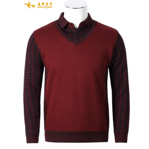 金奇王子 男士长袖翻领加绒加厚羊毛衫 打底针织衫