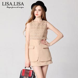 LISA.LISA专柜同款 新款毛呢连衣裙秋冬 日系甜美修身气质打底裙