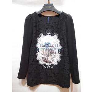 鸢娜尔2014冬装新款淑女风修身小衫T恤