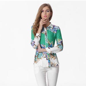 爱俪汇高端定制彩色数码印花上衣衬衫