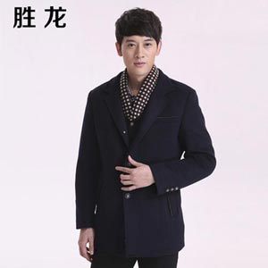 胜龙秋冬男士毛呢长袖商务休闲外套潮男时尚修身羊毛呢面料西装