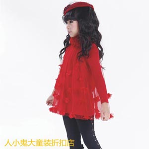 卡姿果果/CATGOGO2014春秋款女童韩版休闲毛织长袖连衣裙