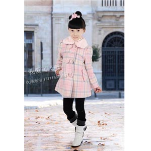 莎妮贝思女孩女童装外套 女童装大衣 夹棉羊毛单大衣