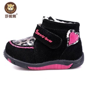 莎妮熊冬季秋冬 机能鞋童鞋女宝宝棉鞋软底1-3岁学步鞋宝宝鞋子