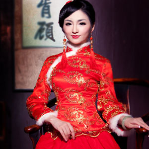 唐雅阁梦至超2015陶玉梅雀之恋木真了旗袍专柜正品短旗袍复古刺绣