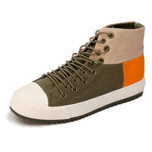 一步赢新款透气帆布鞋女潮流学生拼色平底休闲高帮女鞋子厚底板鞋