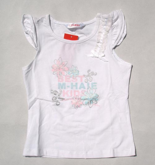 美孩儿女童花边T恤