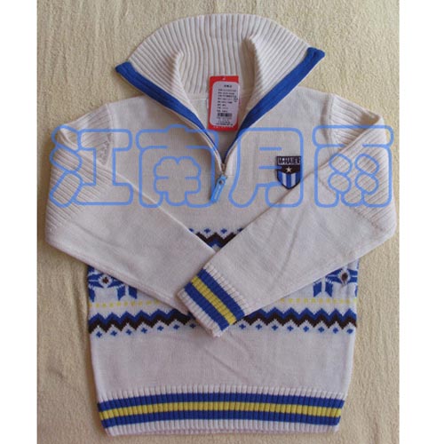 美孩儿男童半开领提花毛衣