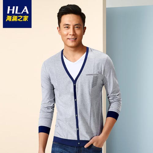 海澜之家男装正品假两件长袖T恤