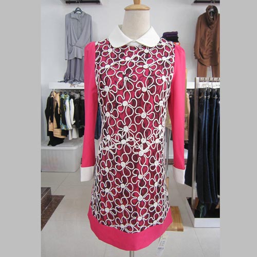 OVINA/奥薇纳 梅红色时尚气质连衣裙