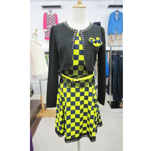 OVINA/奥薇纳 黄色时尚两件套连衣裙