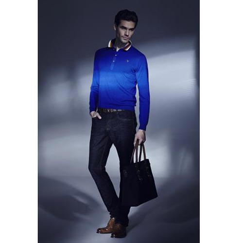 惟威时尚彩条貂绒毛衫