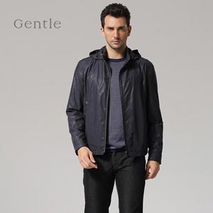 卡尔丹顿爵度GENTLE 秋装新品男装立领茄克带帽夹克外套风衣