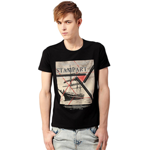 STAMPART 释图 夏季男装T恤 男 短袖 莫代尔精梳纯棉字母LOGO照片印花圆