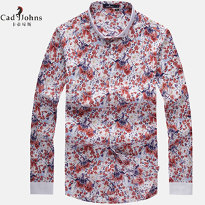 卡帝琼斯 新款上市 商务潮流休闲 时尚印花 男士长袖衬衫