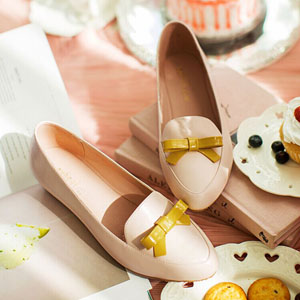 如熙2015春季新款蝴蝶结拼色尖头女鞋软面坡跟内增高女单鞋