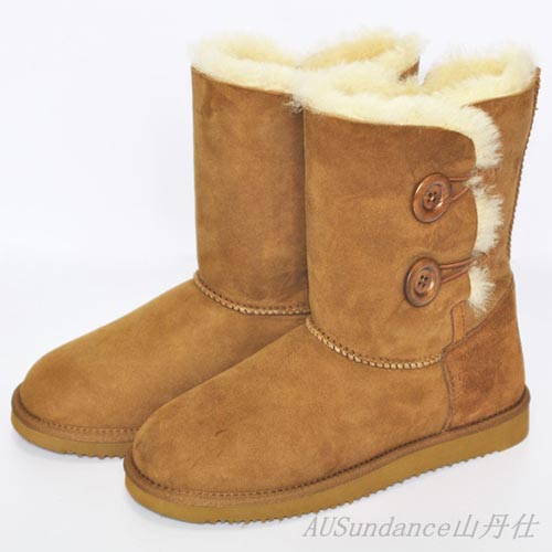 山丹仕澳洲羔羊皮毛一体双扣雪地靴女中靴送羊毛鞋垫