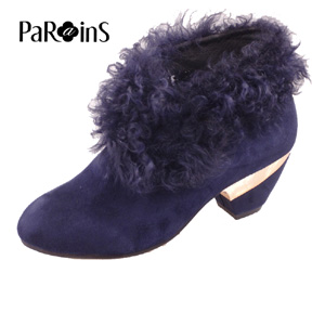 巴藜雨时尚真皮女短靴 单靴