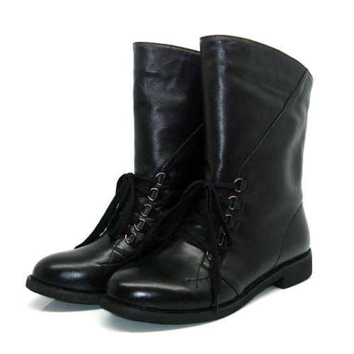 乙淑马丁靴女英伦短靴女鞋子中跟大码棉靴