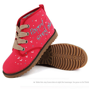 涂加16 手绘系带春秋高帮帆布鞋平底透气马丁靴女鞋休闲学生鞋子