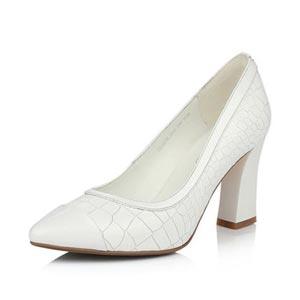 丹露2015春季新款单鞋 头层牛皮粗高跟裂纹尖头优雅百搭气质女鞋