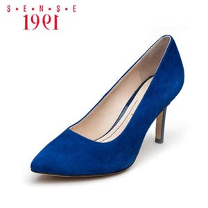 SENSE1991 2015新款羊反皮中空尖头浅口女单鞋纯色高跟鞋