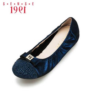 SENSE1991羊皮低帮真皮女鞋子休闲单鞋88038饰钻乐福鞋豆豆鞋