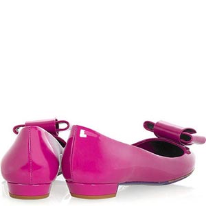 MIUMIU缪缪 粉色饰蝶结明亮漆皮平底女鞋