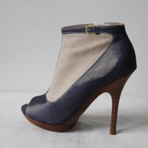 cai 牛仔布透气拼色高跟凉鞋 鱼嘴细跟时尚女鞋