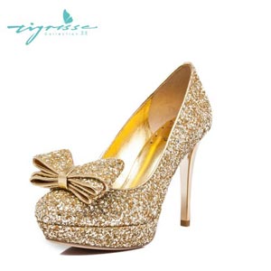 tigrisso蹀愫2014秋季新品单鞋闪耀格利特材质优雅高跟防水台女鞋