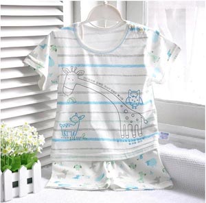 韩国伊善儿夏季麻赛尔儿童短袖睡衣婴儿内衣套装宝宝衣服童装