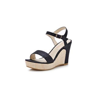 巨一2014夏季新款高跟凉鞋时尚拼色性感防水台坡跟女鞋