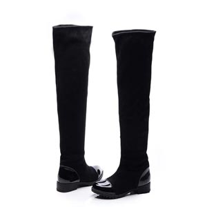 步尚长筒粗跟低跟弹力靴