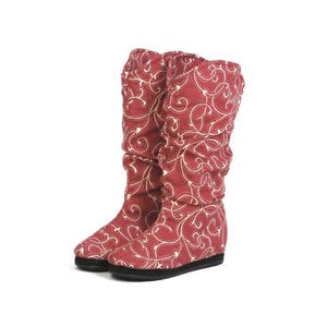 汉舞布鞋加棉内增高千层底高筒棉靴圆头女靴