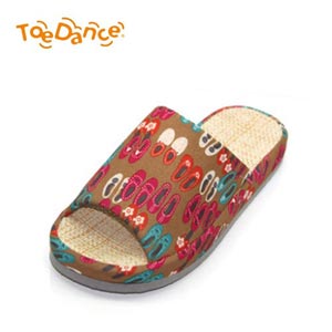 足间舞春秋甜美新款日式印花家居一字拖拖鞋