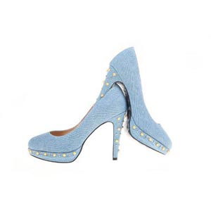 YIDANI 意达尼 牛仔布浅口超高细跟尖头单鞋