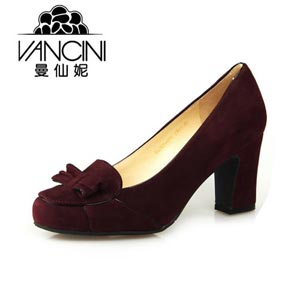 VANCINI曼仙妮粗跟高跟浅口女单鞋