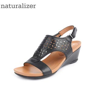 naturalizer娜然 2015春夏牛皮舒适软底露趾坡跟凉鞋