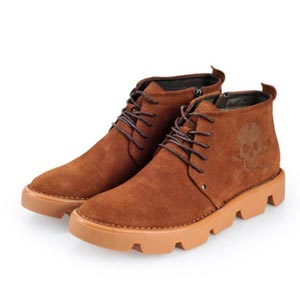 Simul男士短靴高帮皮鞋工装靴 英伦反绒牛皮加绒马丁靴